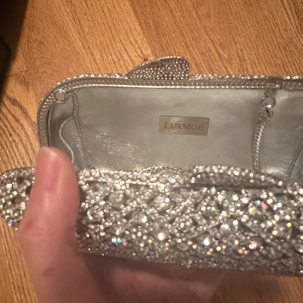 Lux Mob Crystal Embellished Silver Evening Clutch - Picture 4 of 6